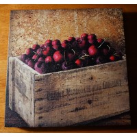 CHERRIES Country Kitchen Farm Sign Framed Canvas Cherry Fruit Crate Home Decor   351662891197